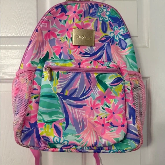 Lilly Pulitzer Pink and Blue Floral Backpack - Picture 1 of 10